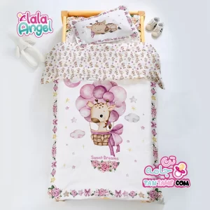 سرویس روتختی نوزاد دختر مدل زرافه صورتی 7 تکه