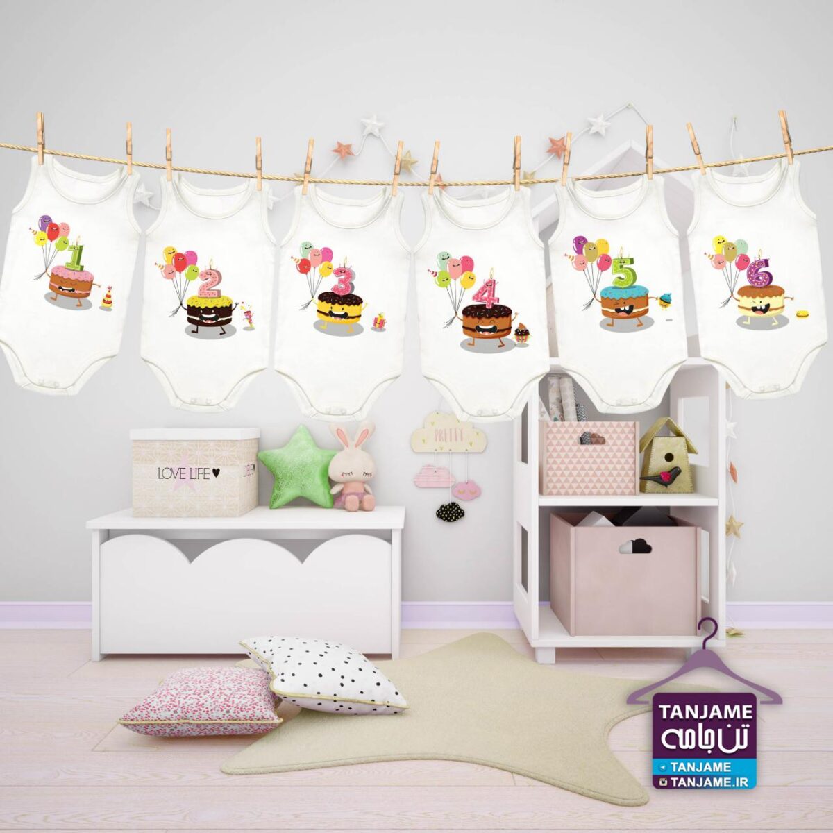 لباس ماهگرد نوزاد طرح کیک تولد - Image 2