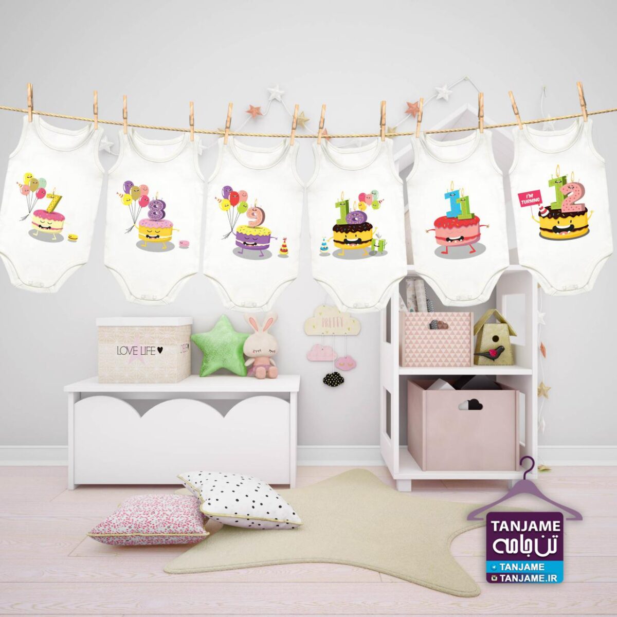 لباس ماهگرد نوزاد طرح کیک تولد - Image 3