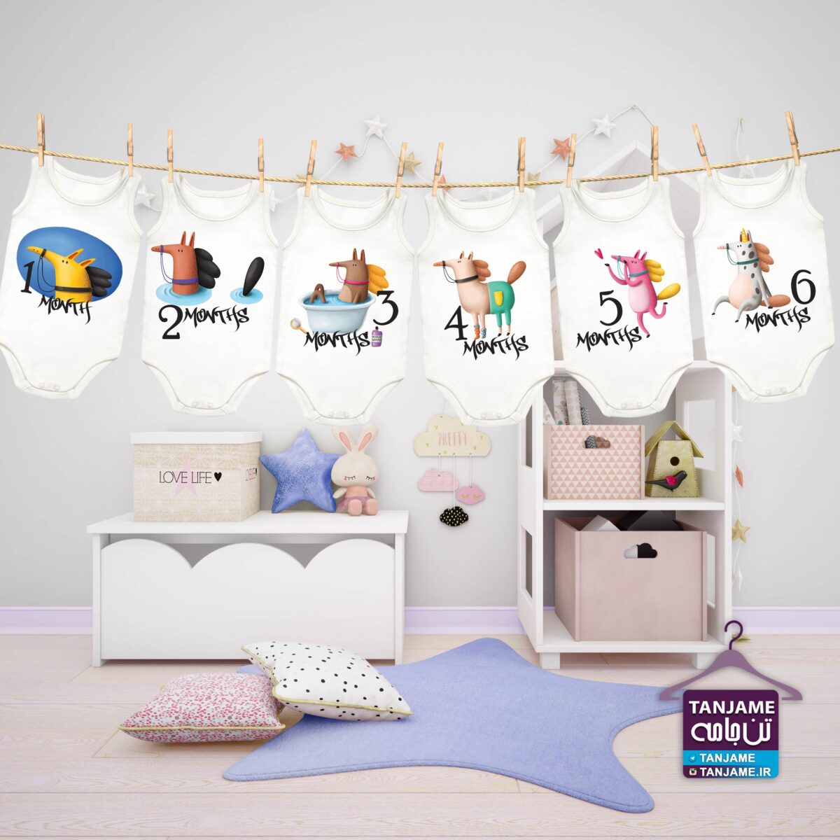 لباس ماهگرد نوزاد طرح اسب - Image 3