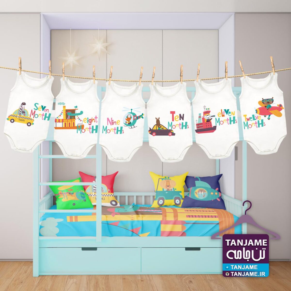 لباس ماهگرد نوزاد طرح حیوانات ماشینی - Image 3