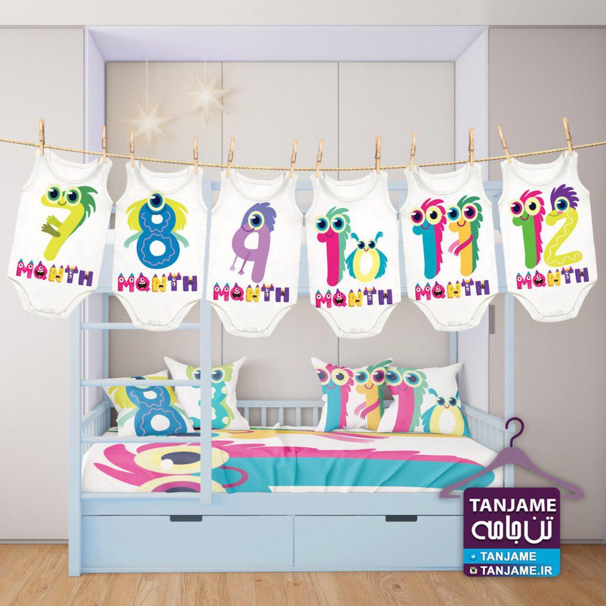 لباس ماهگرد نوزاد طرح اعداد هیولا - Image 3