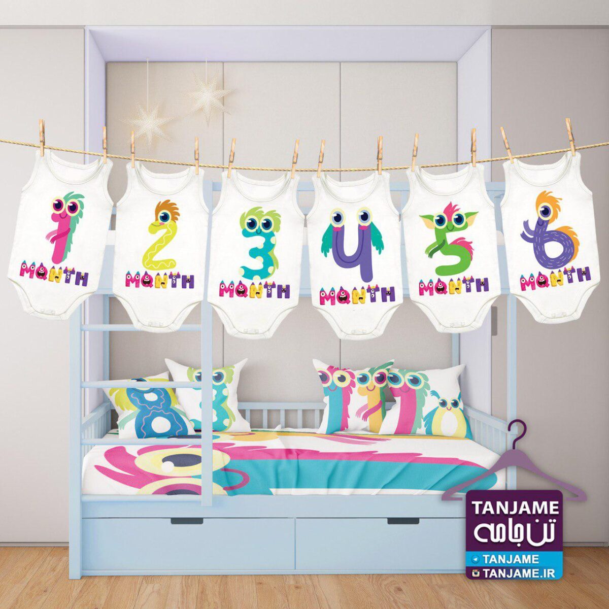 لباس ماهگرد نوزاد طرح اعداد هیولا - Image 2