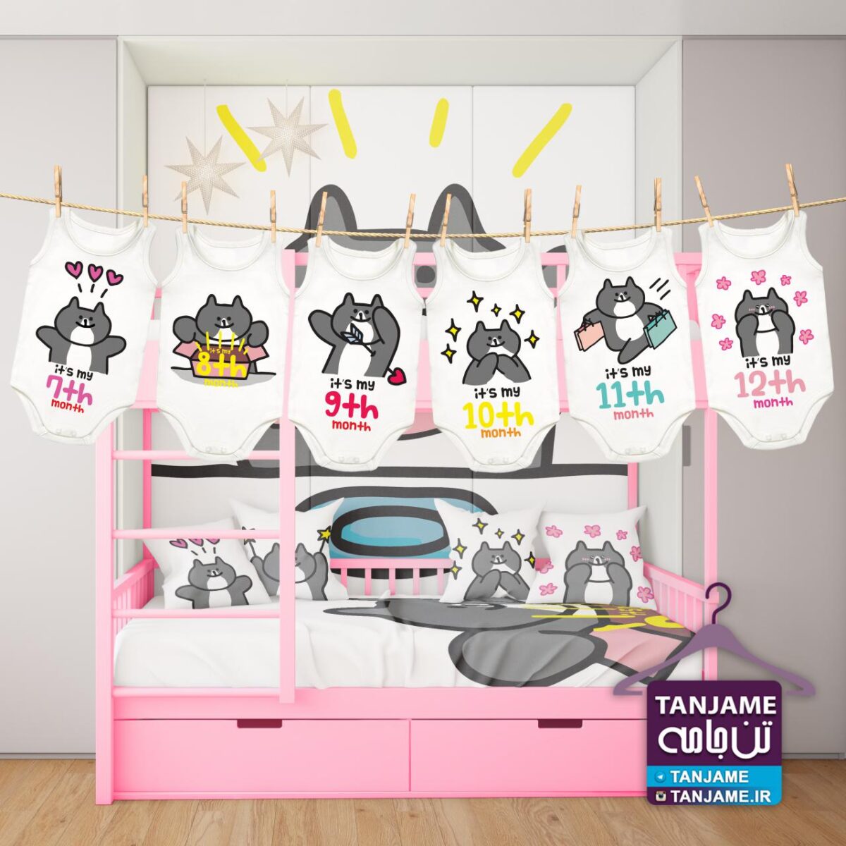 لباس ماهگرد نوزاد طرح گربه - Image 3