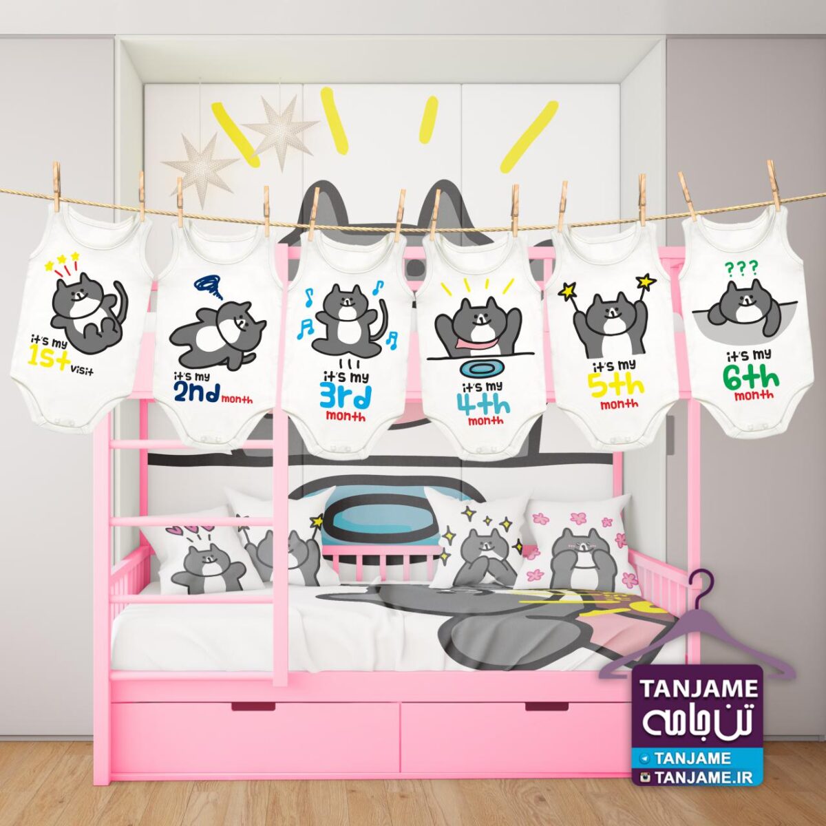 لباس ماهگرد نوزاد طرح گربه - Image 2