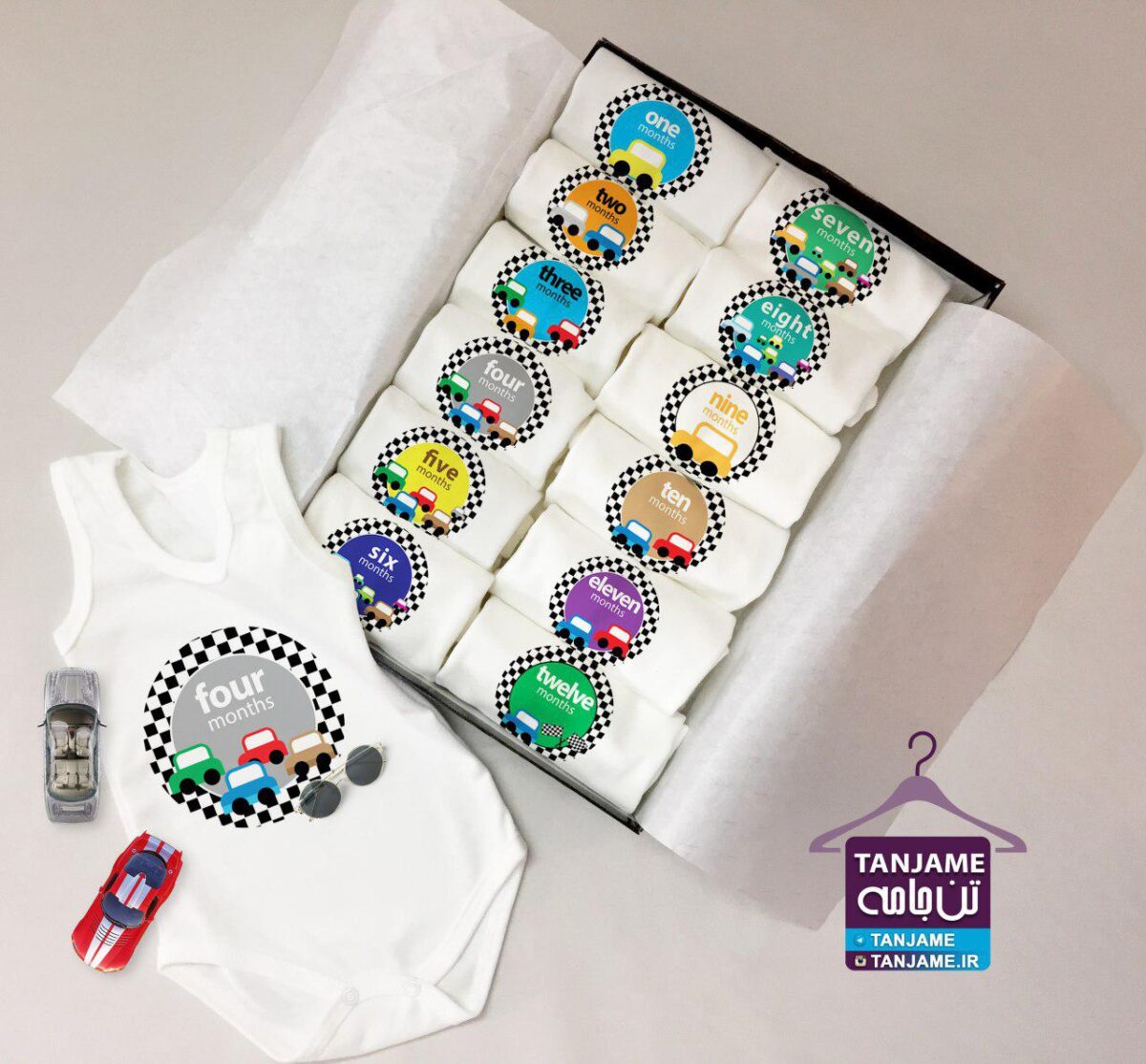 لباس ماهگرد نوزاد طرح ماشین - Image 2