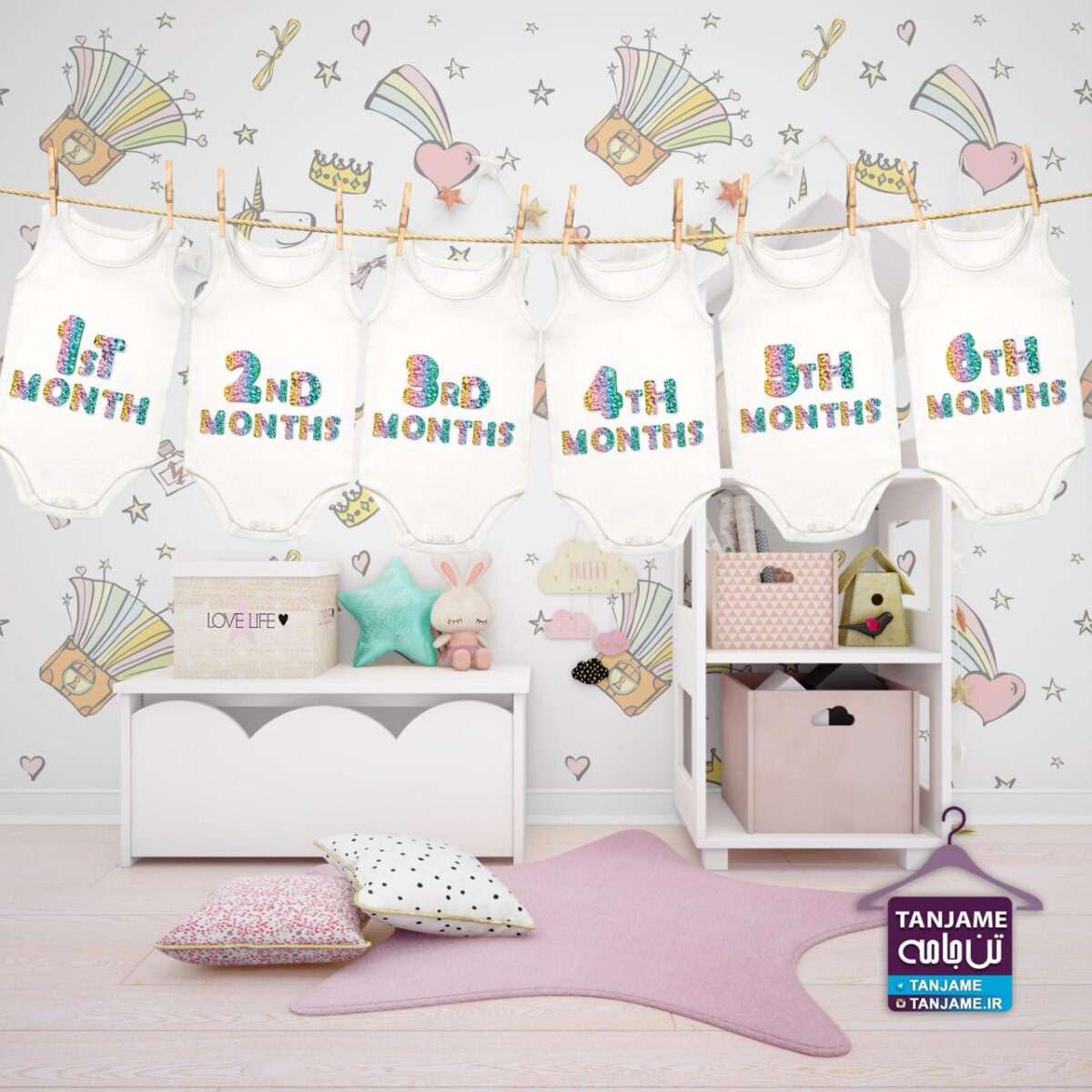 لباس ماهگرد نوزاد طرح اعداد پولکی - Image 3