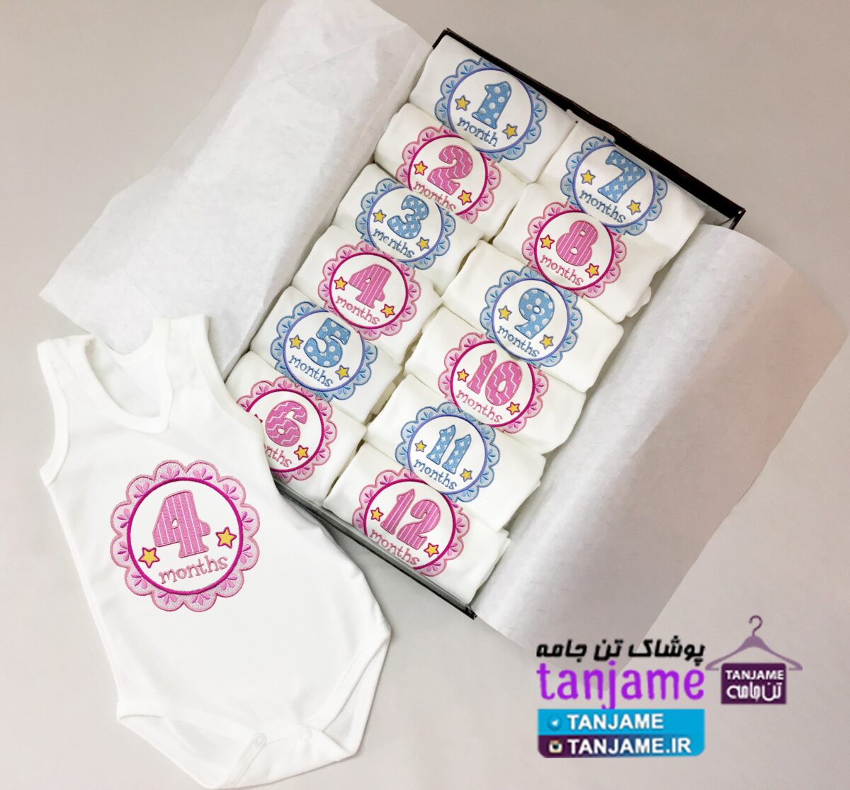 لباس ماهگرد نوزاد طرح اعداد - Image 1