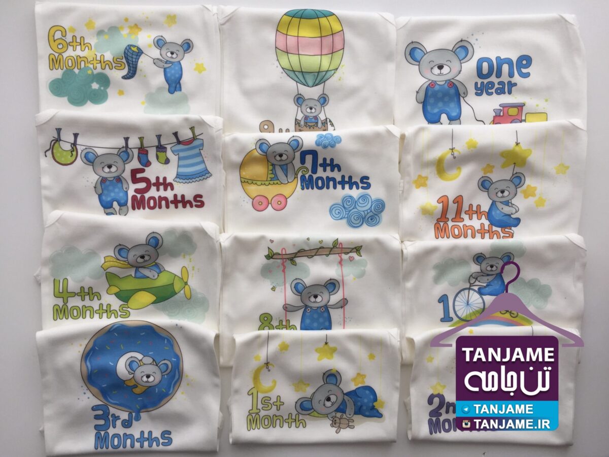 خرس آبی-تنجامه-tanjame (4) لباس ماهگرد نوزاد طرح خرسی - Image 4