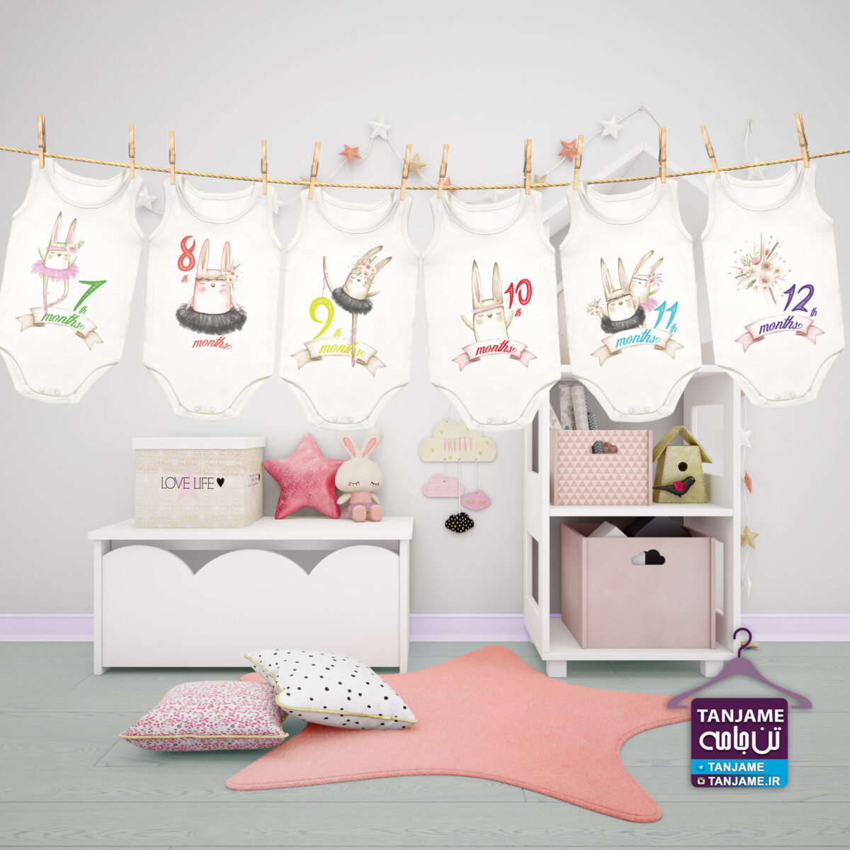 لباس ماهگرد نوزاد طرح خرگوش بالرین - Image 3