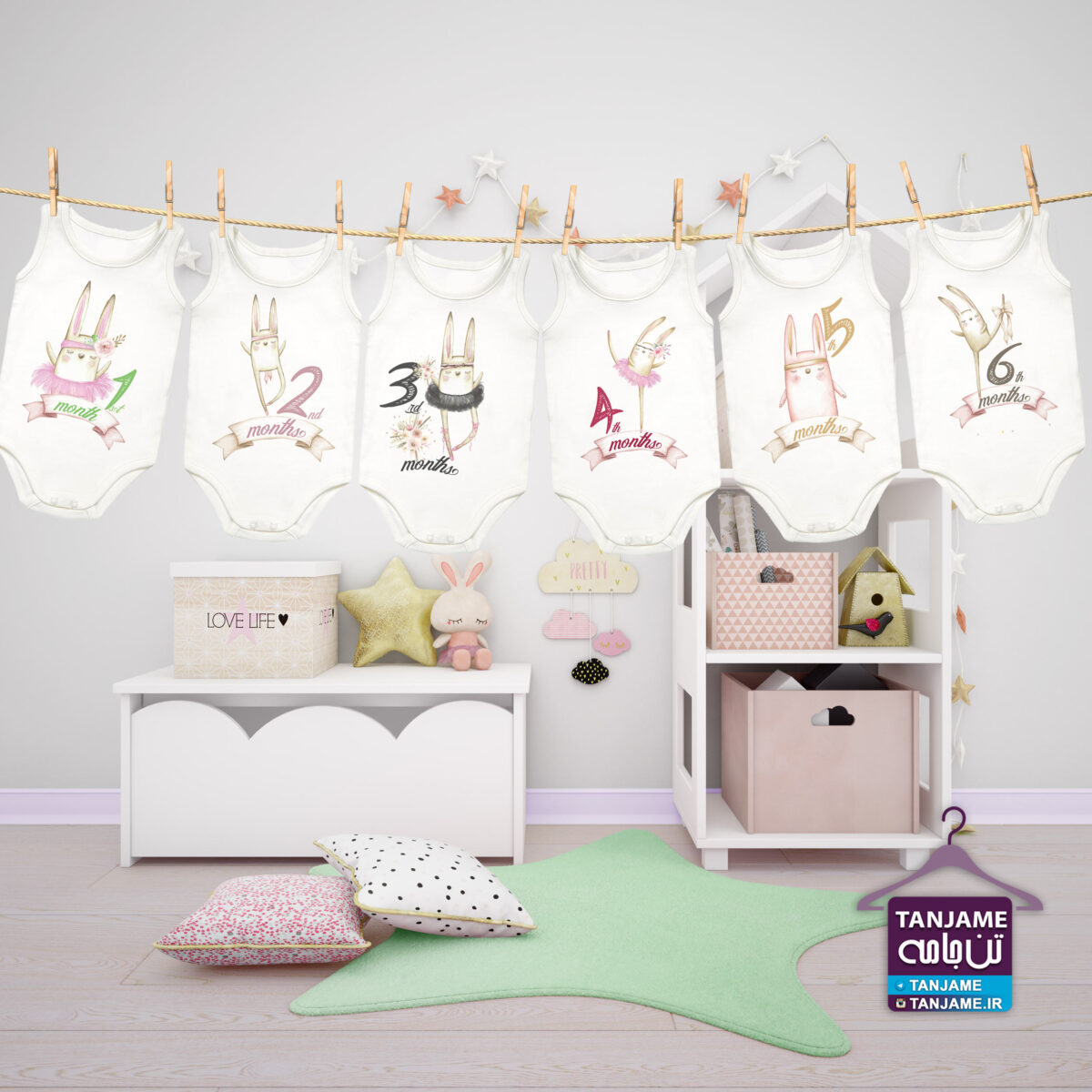 لباس ماهگرد نوزاد طرح خرگوش بالرین - Image 2