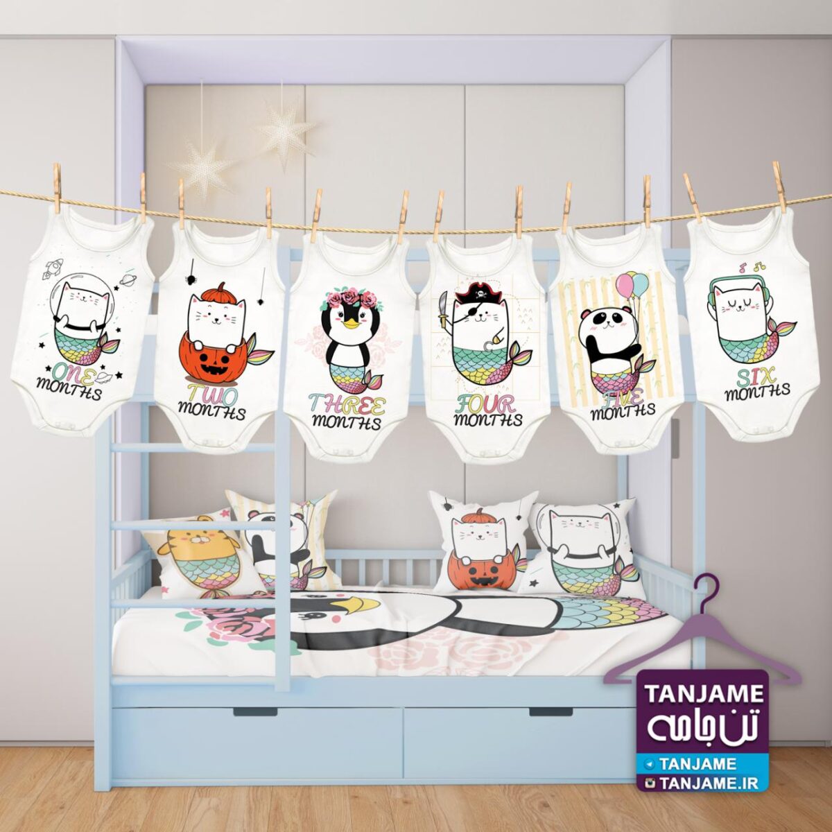 لباس ماهگرد نوزاد طرح گربه پری دریایی - Image 2