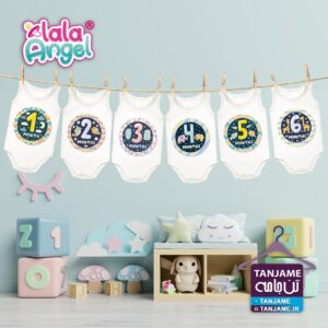 لباس ماهگرد نوزاد طرح اعداد فروش در پیج @tanjamedotcom