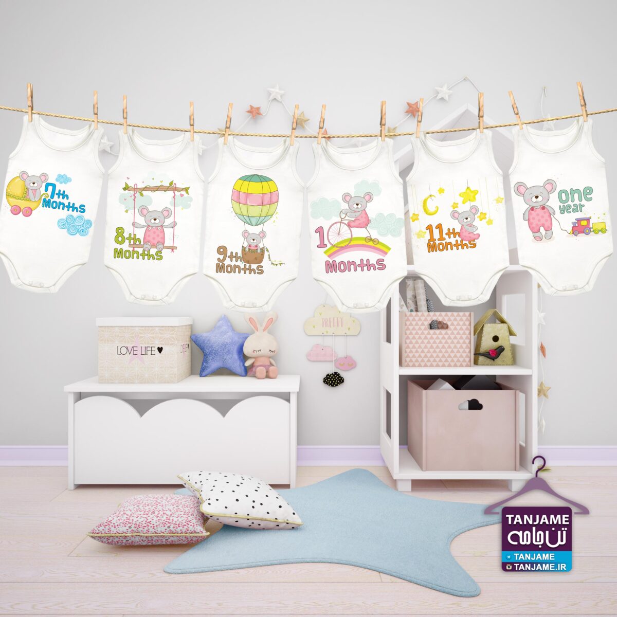 لباس ماهگرد نوزاد طرح خرسی - Image 2