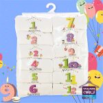 لباس ماهگرد نوزاد طرح اعداد شمعی