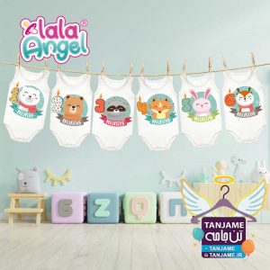 لباس ماهگرد نوزاد طرح حیوانات عدد شمعی