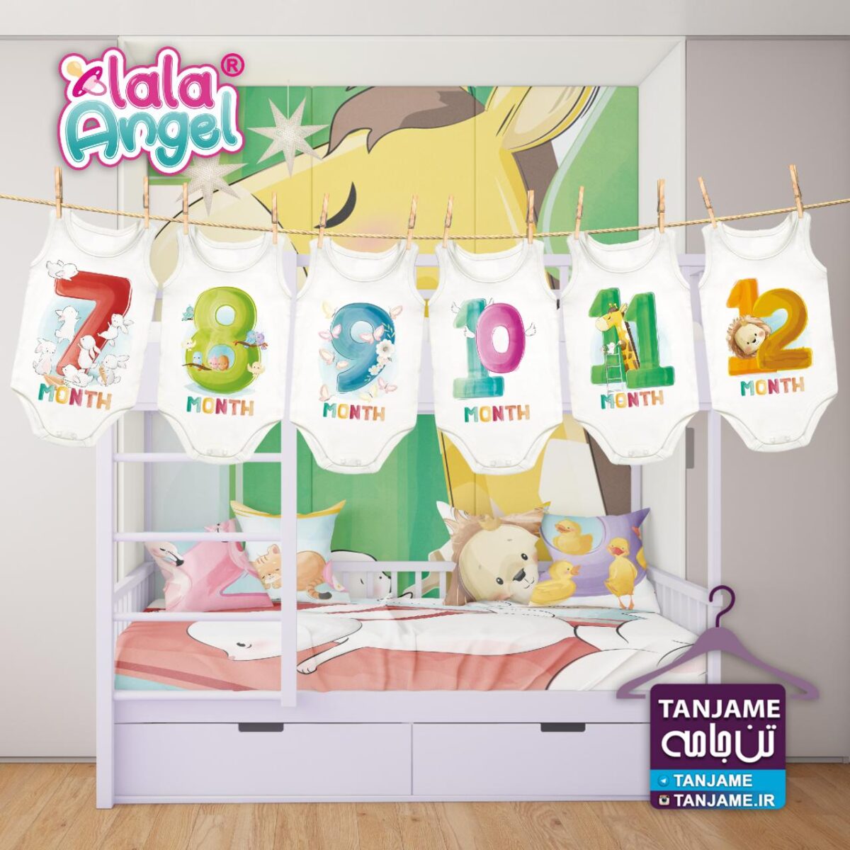 لباس ماهگرد نوزاد طرح اعداد تپل - Image 3