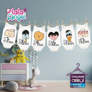 لباس ماهگرد نوزاد برند لالا آنجل طرح شیرینی