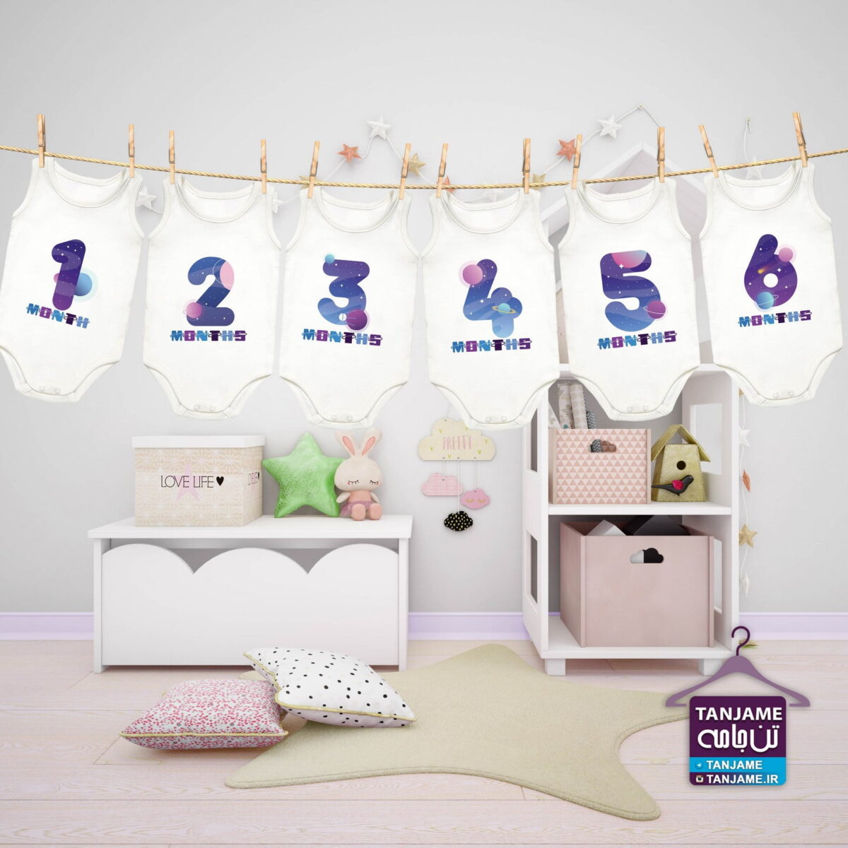 لباس ماهگرد نوزاد طرح اعداد فضایی - Image 3