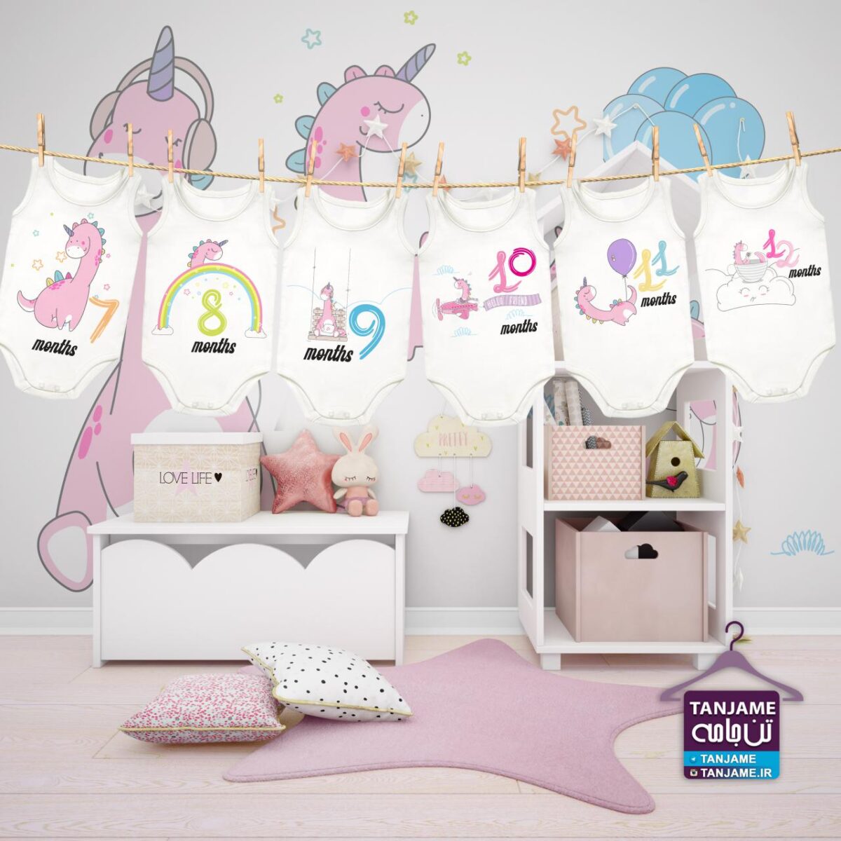 لباس ماهگرد نوزاد طرح دایناسور مهربون - Image 3