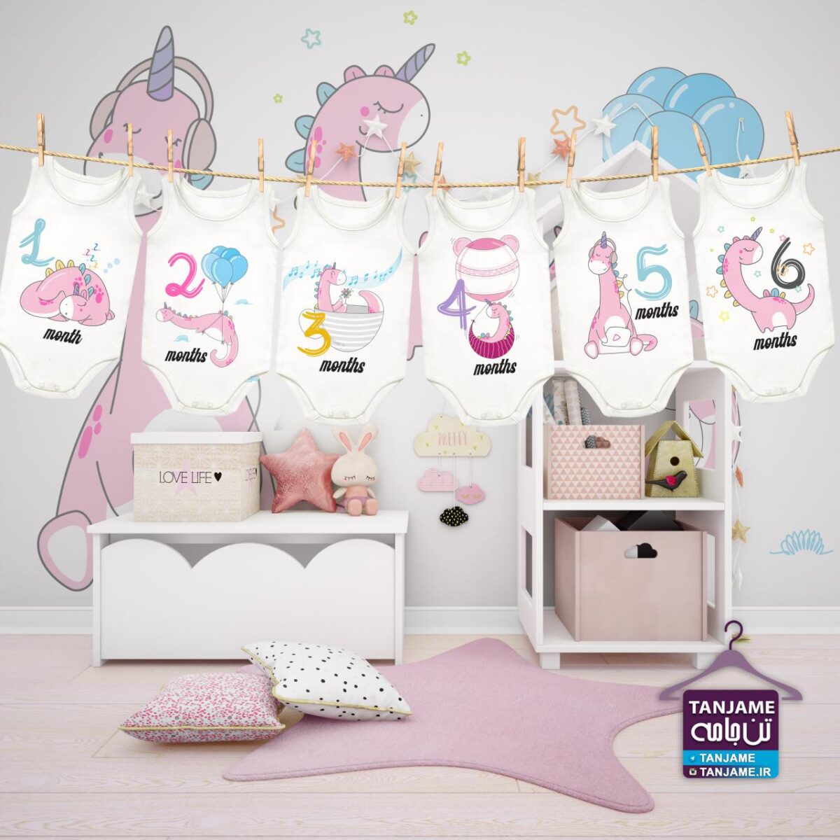 لباس ماهگرد نوزاد طرح دایناسور مهربون - Image 2