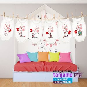 لباس ماهگرد نوزاد طرح بابانوئل و کریسمس - ایده ماهگرد نوزاد تم کریسمس