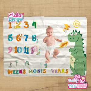 پارچه ماهگرد نوزاد زیرانداز عکاسی نوزاد طرح دایناسور سبز برند لالاآنجل lalaangel- تن جامه