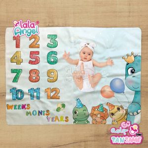 پارچه ماهگرد نوزاد زیرانداز عکاسی نوزاد طرح دایناسور پارتی برند لالاآنجل lalaangel تن جامه