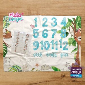 پارچه ماهگرد نوزادی لالاآنجل طرح آهو، مخصوص عکاسی ماه به ماه از نوزاد