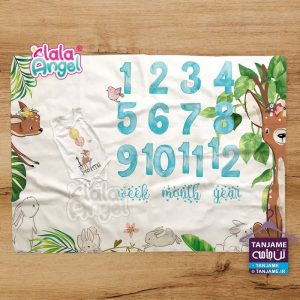 پارچه ماهگرد نوزادی لالاآنجل طرح آهو، مخصوص عکاسی ماه به ماه از نوزاد